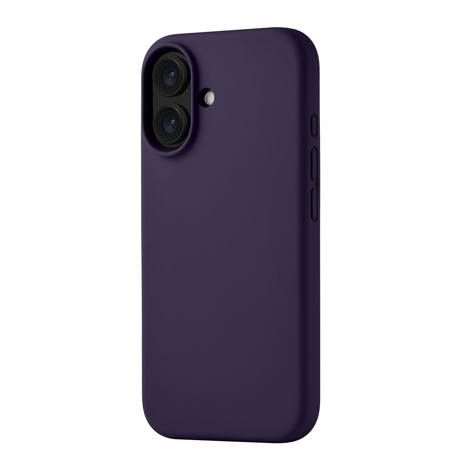 На фото изображено Чехол защитный uBear Touch Mag Case для iPhone 16, темно-фиолетовый
