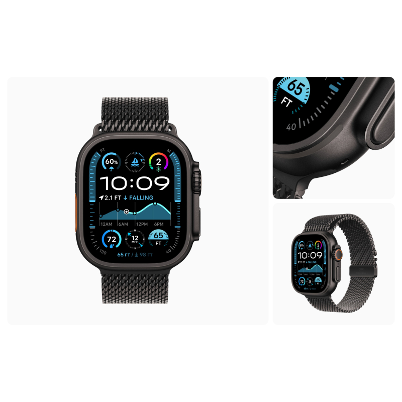Apple Watch Ultra 2 GPS + Cellular, 49 мм, корпус из черного титана, ремешок Milanese черного цвета, размер L