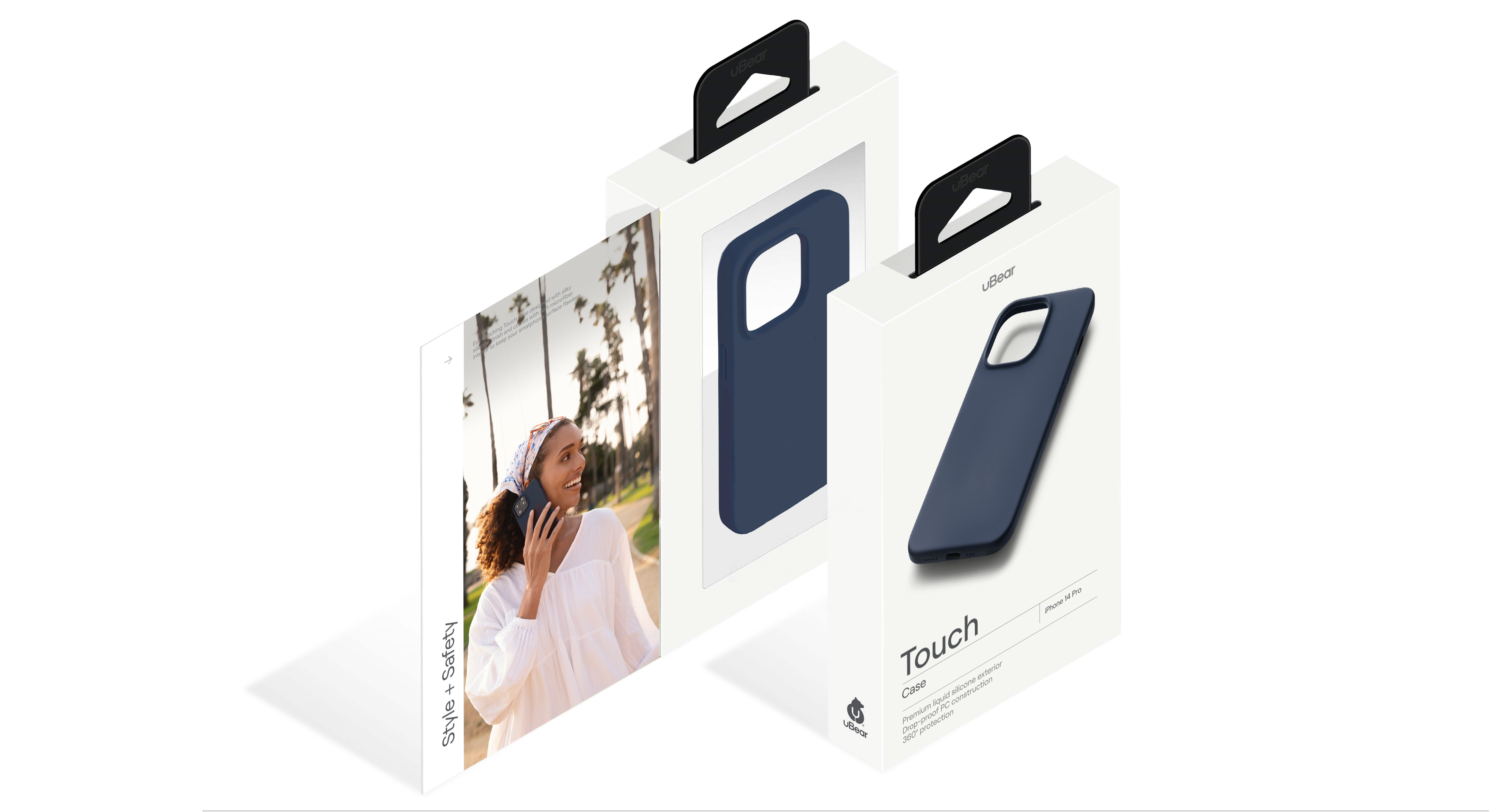 На фото изображено Чехол защитный uBear Touch Case для iPhone 14 Pro, тёмно-синий