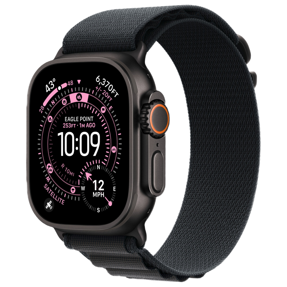Фото Apple Watch Ultra 3 GPS + Cellular, 49 мм, корпус из чёрного титана, ремешок Alpine, цвет чёрный, M Фото Apple Watch Ultra 3 GPS + Cellular, 49 мм, корпус из чёрного титана, ремешок Alpine, цвет чёрный, M