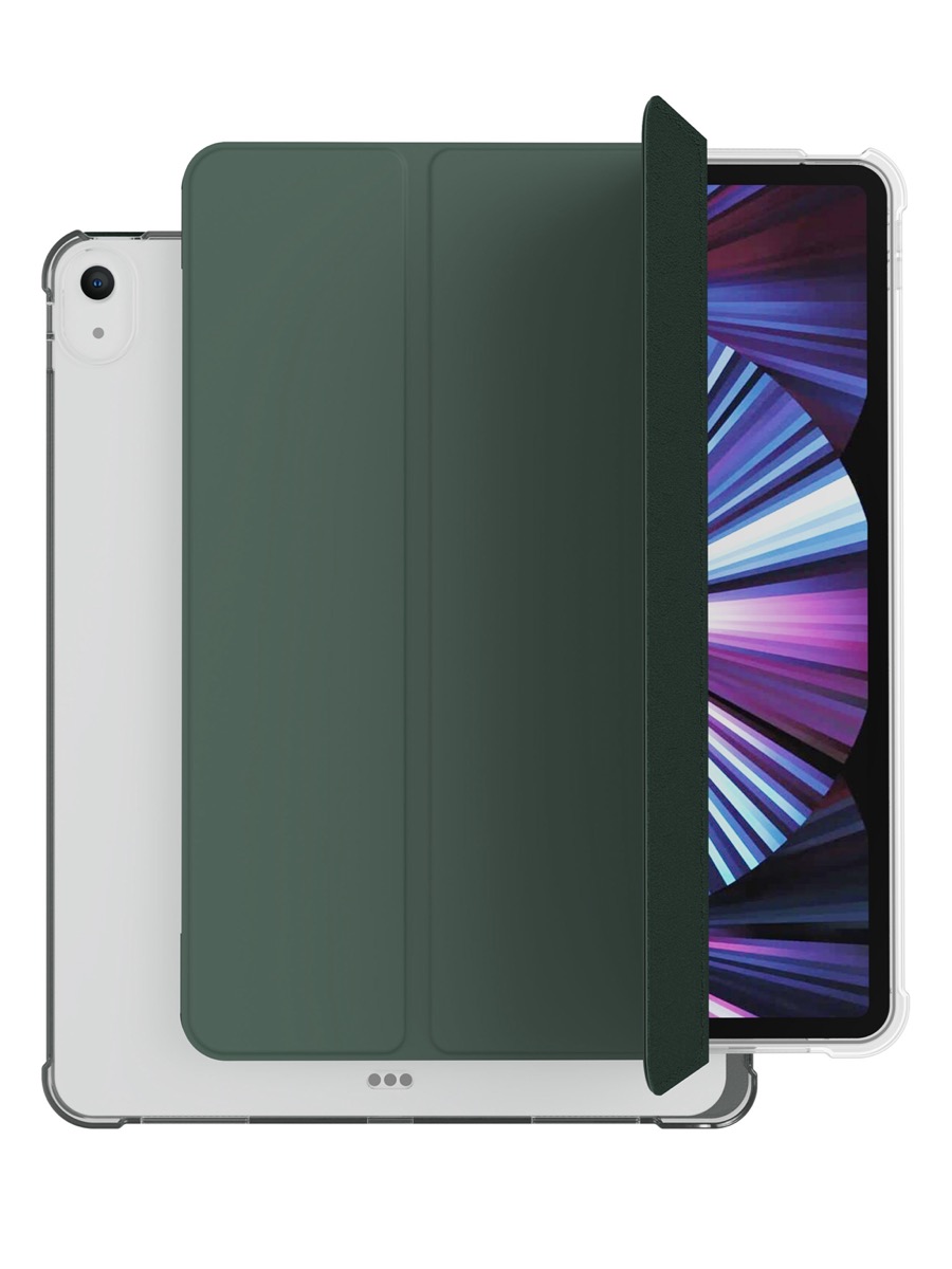 На фото изображено Чехол защитный VLP Dual Folio Case для iPad 10, темно-зеленый