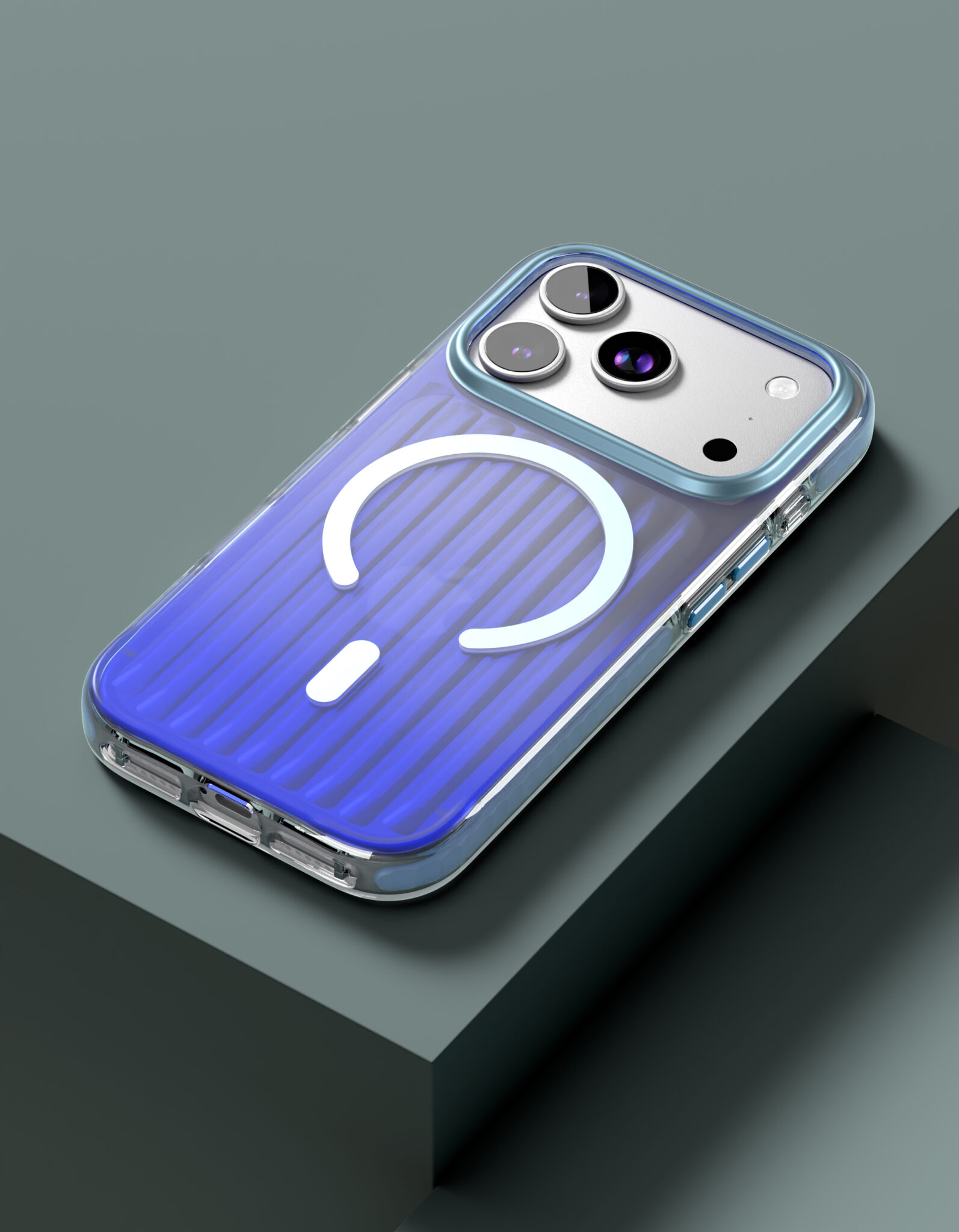 Фото Чехол защитный VLP Pulse Case с MagSafe для iPhone 17 Pro, синий На фото изображено Чехол защитный VLP Pulse Case с MagSafe для iPhone 17 Pro, синий