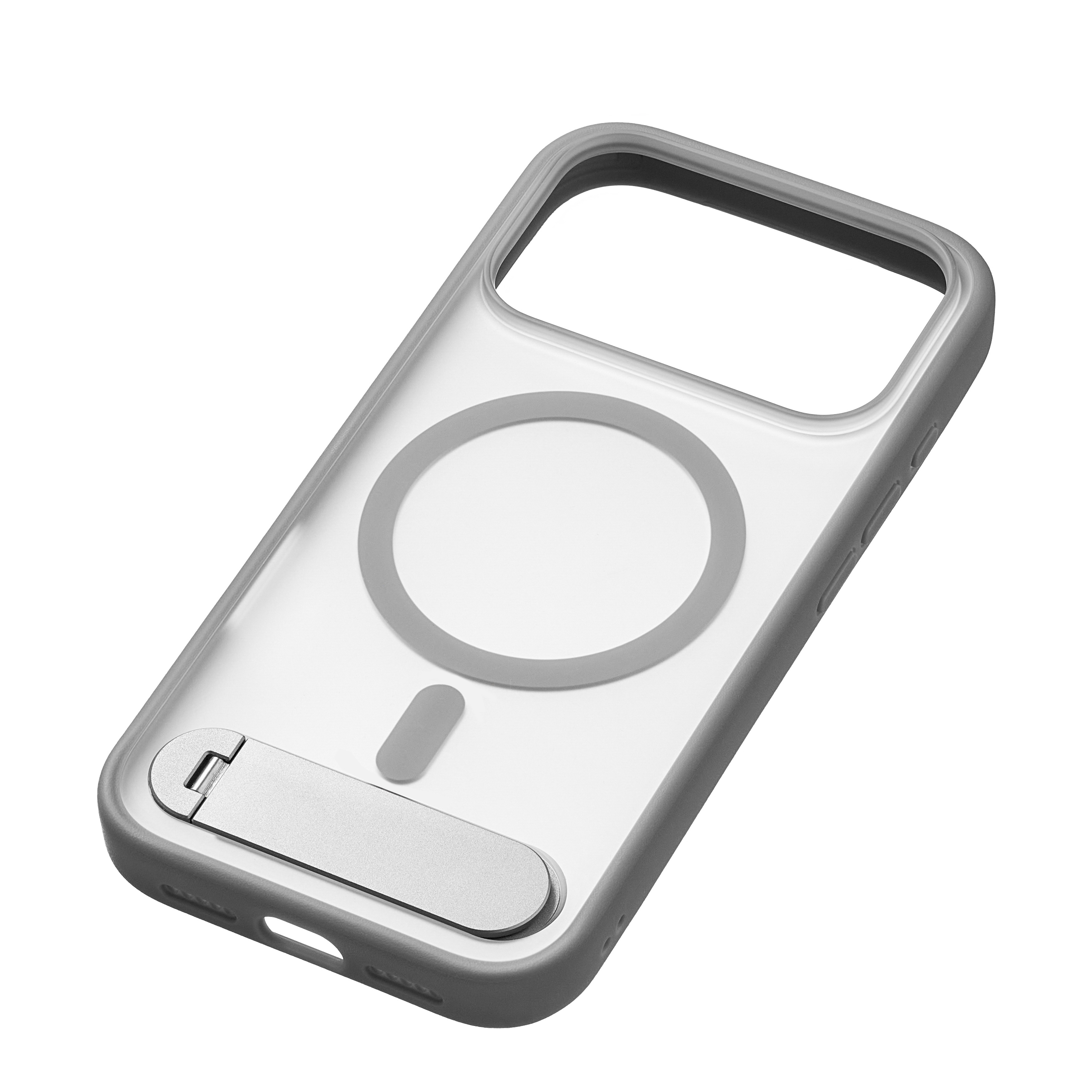 На фото изображено Чехол защитный uBear Stand 360° Mag Case для iPhone 17 Pro, серый