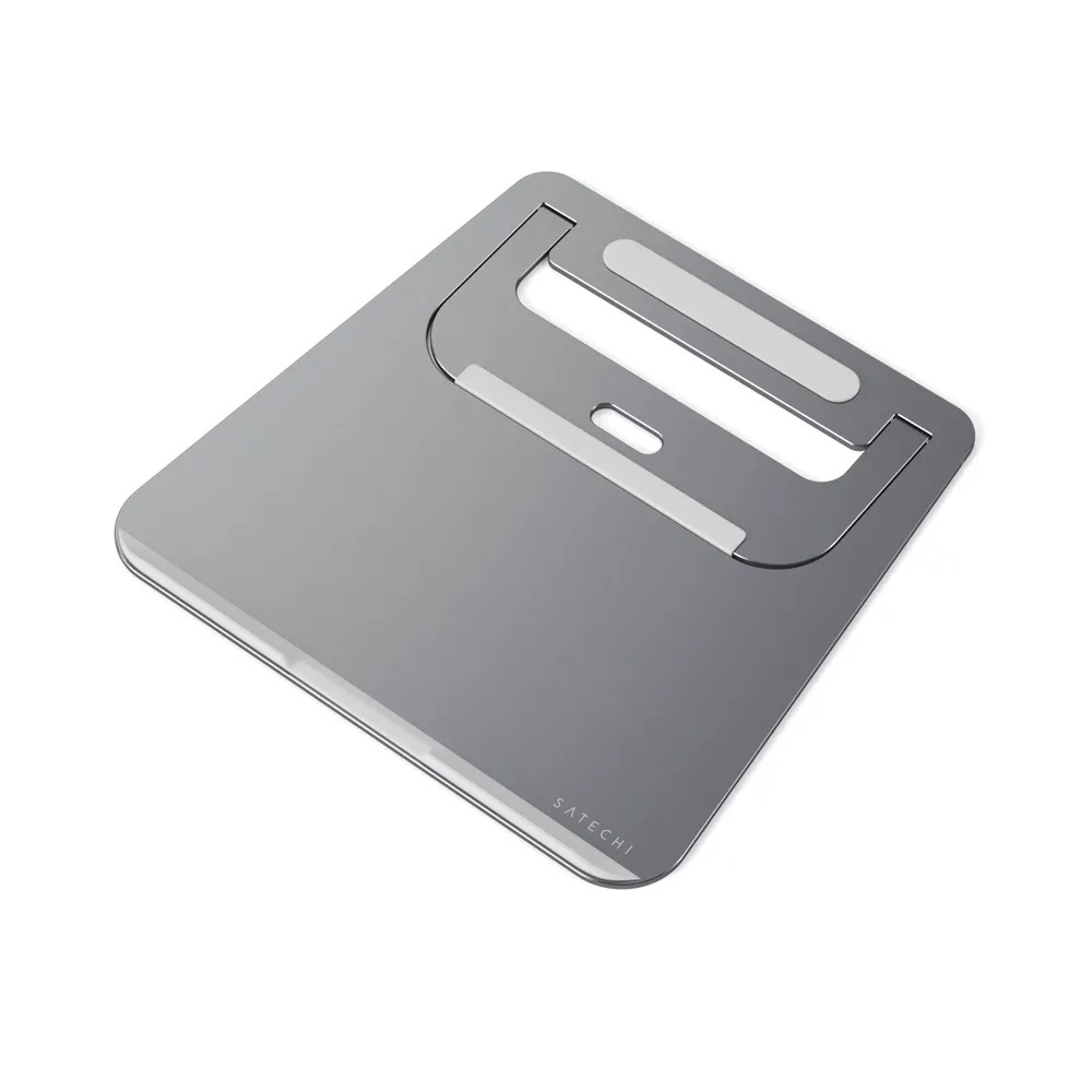 На фото изображено Подставка Satechi Aluminum Portable & Adjustable Laptop Stand для MacBook, серый космос