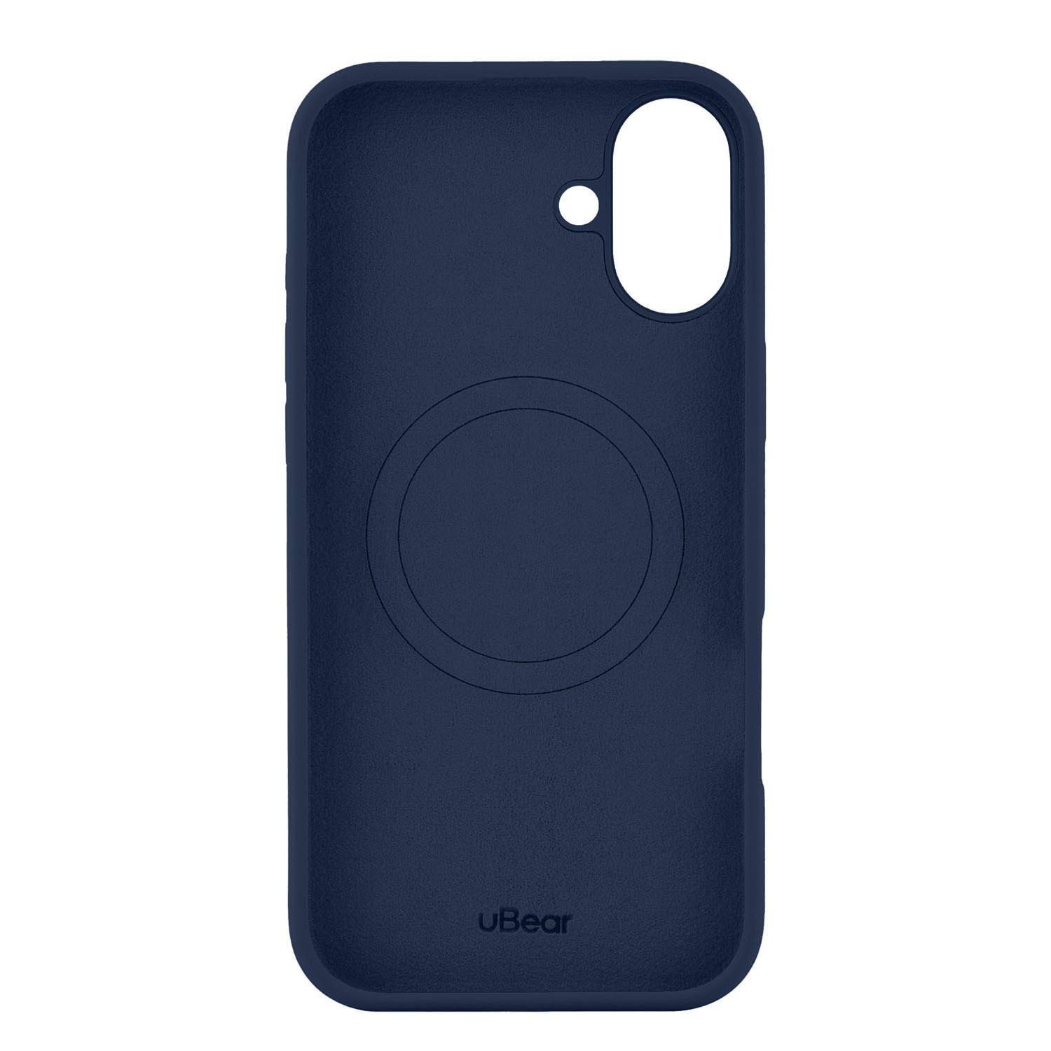 На фото изображено Чехол защитный uBear Touch Mag Case для iPhone 16 Plus, темно-синий