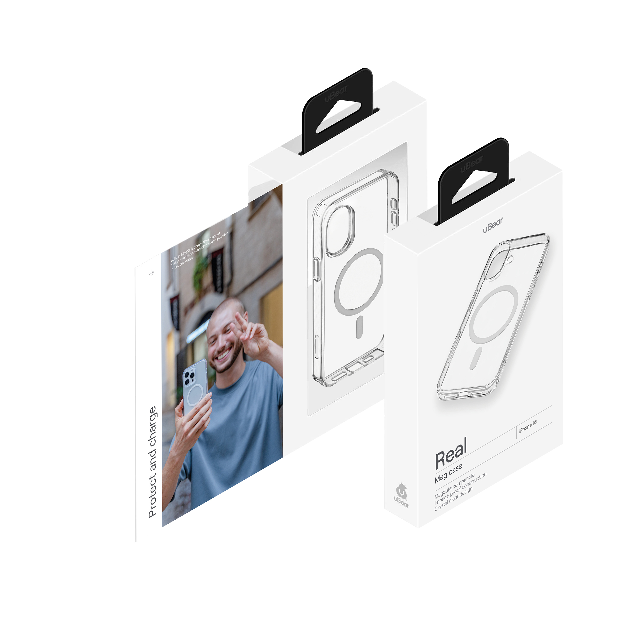 Чехол защитный uBear Real Mag Case для iPhone 16, прозрачный
