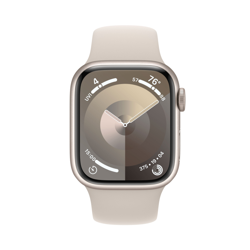 Apple Watch Series 9, 41 мм, корпус из алюминия цвета «Сияющая звезда», спортивный ремешок, размер M/L