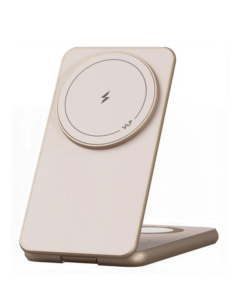На фото изображено Беспроводное зарядное устройство VLP Alum Power Pro, песочный титан