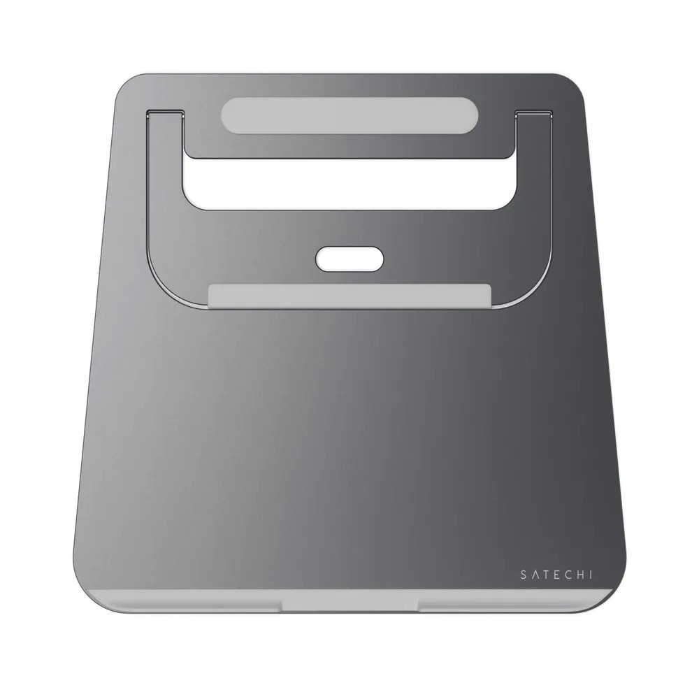 На фото изображено Подставка Satechi Aluminum Portable & Adjustable Laptop Stand для MacBook, серый космос