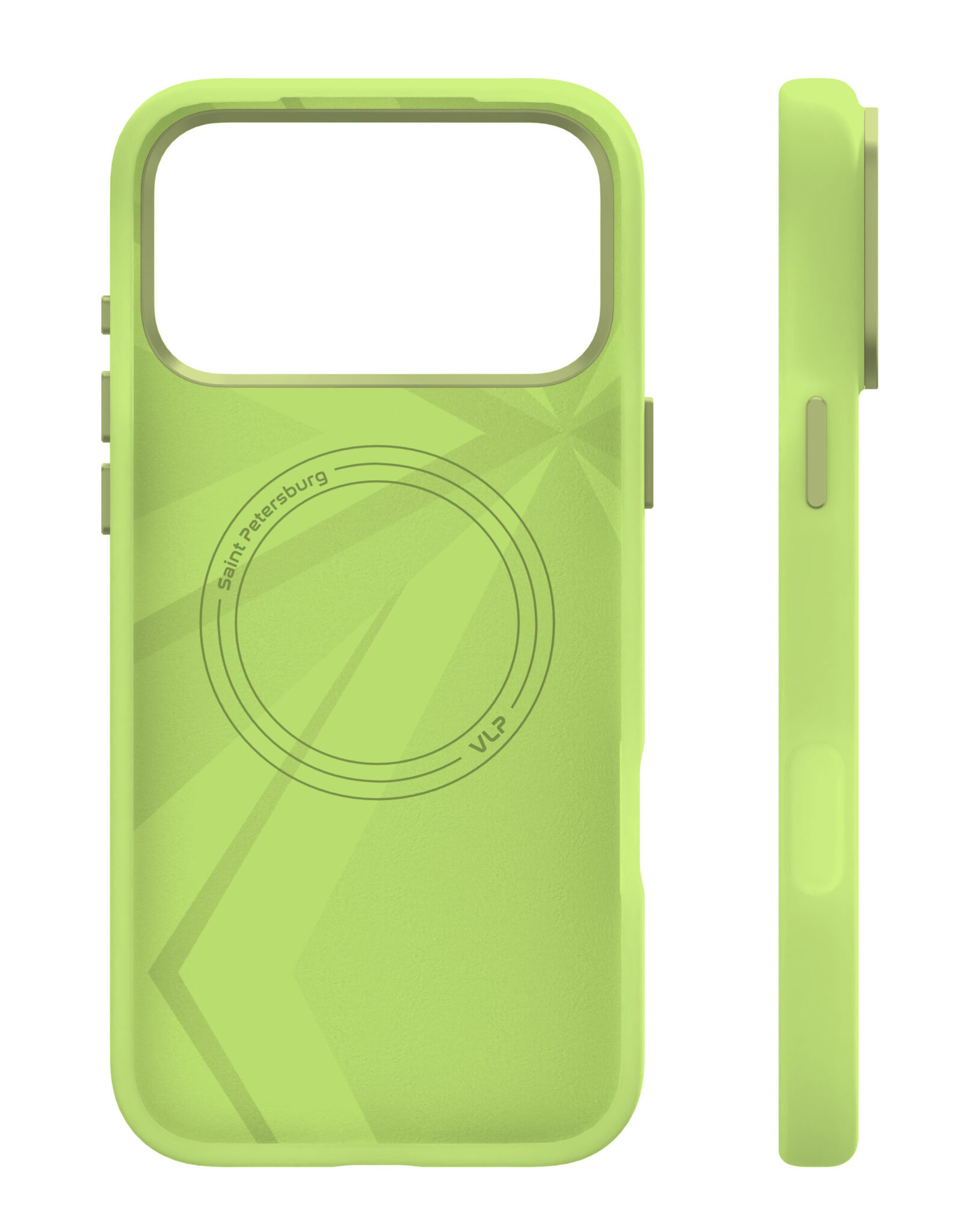 На фото изображено Чехол защитный VLP Aster Pro Case с MagSafe для iPhone 17 Pro Max, лайм