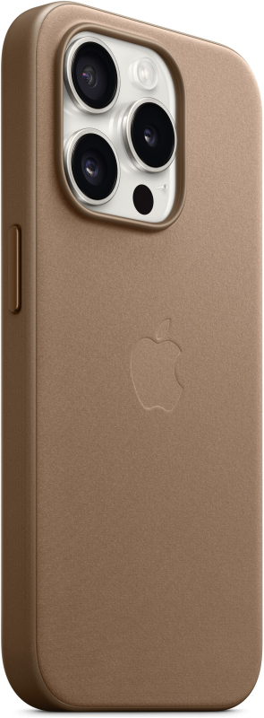 На фото изображено Чехол Apple MagSafe FineWoven для iPhone 15 Pro, Серо-коричневый