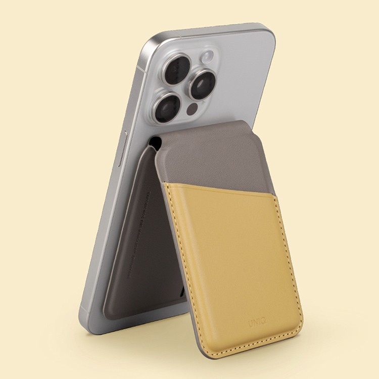 На фото изображено Картхолдер Uniq Lyden DS, Canary Yellow/Flint Grey