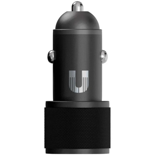 На фото изображено Автомобильное зарядное устройство Uzay 38W USB-C+USB-A, черное