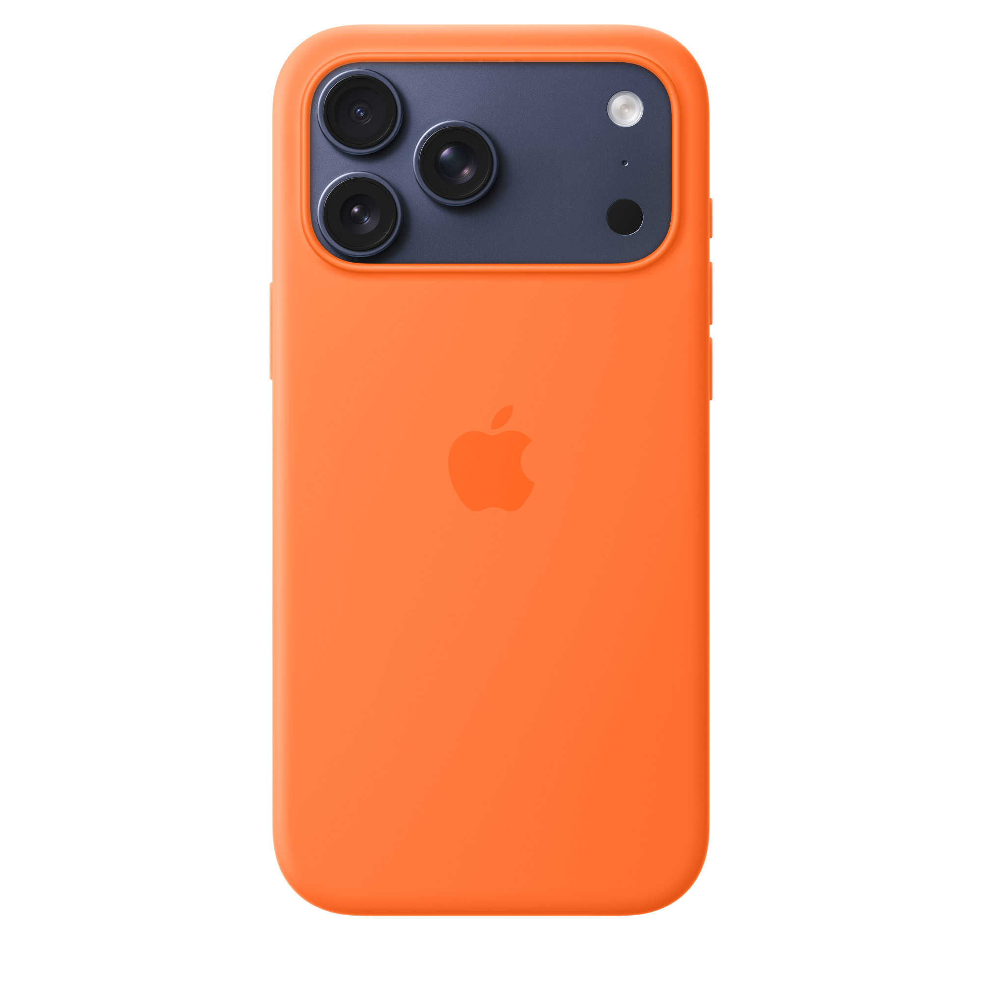 На фото изображено Чехол защитный Apple Silicone Case with MagSafe для iPhone 17 Pro Max, оранжевый