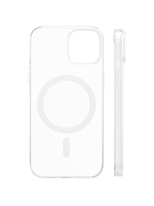 На фото изображено Чехол защитный VLP Crystal case с MagSafe для iPhone 14 Plus, прозрачный