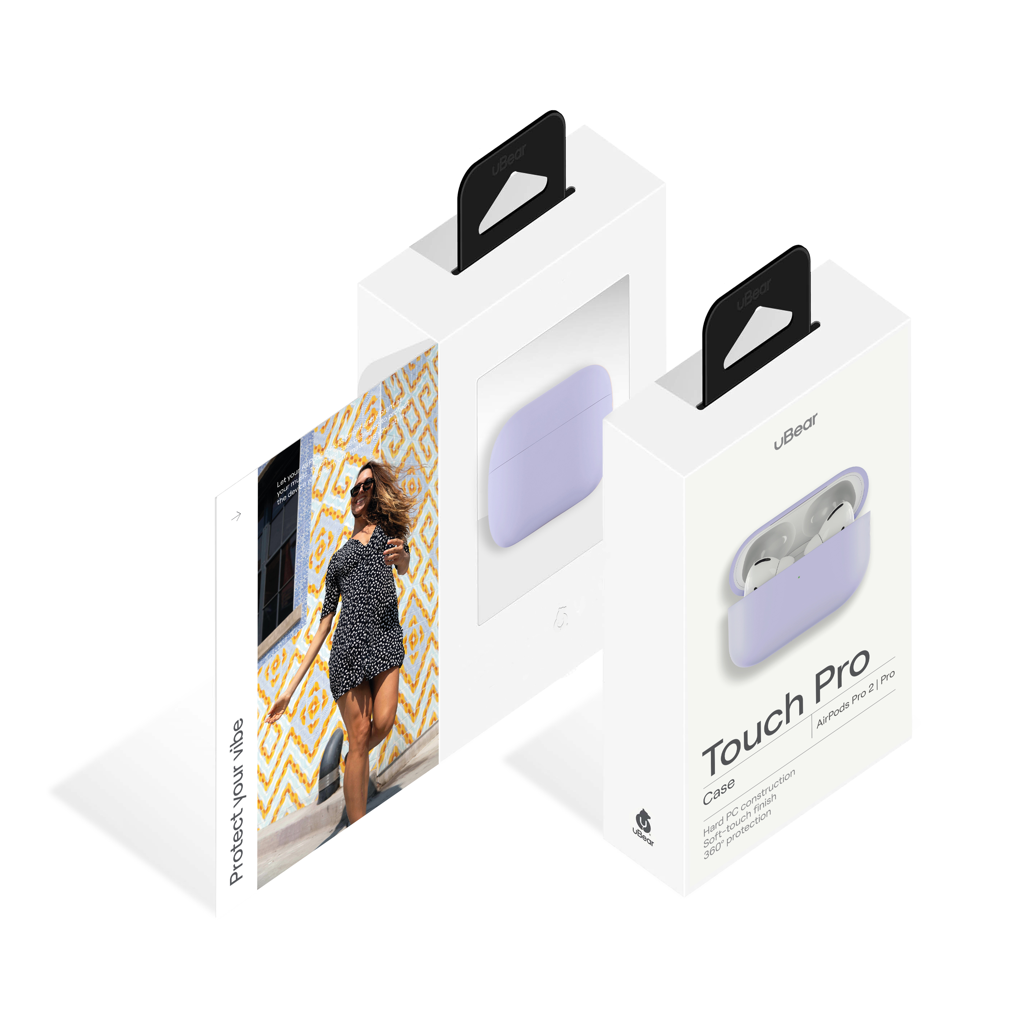На фото изображено Защитный чехол uBear AirPods Pro 2 Touch Pro Silicone Case, фиолетовый
