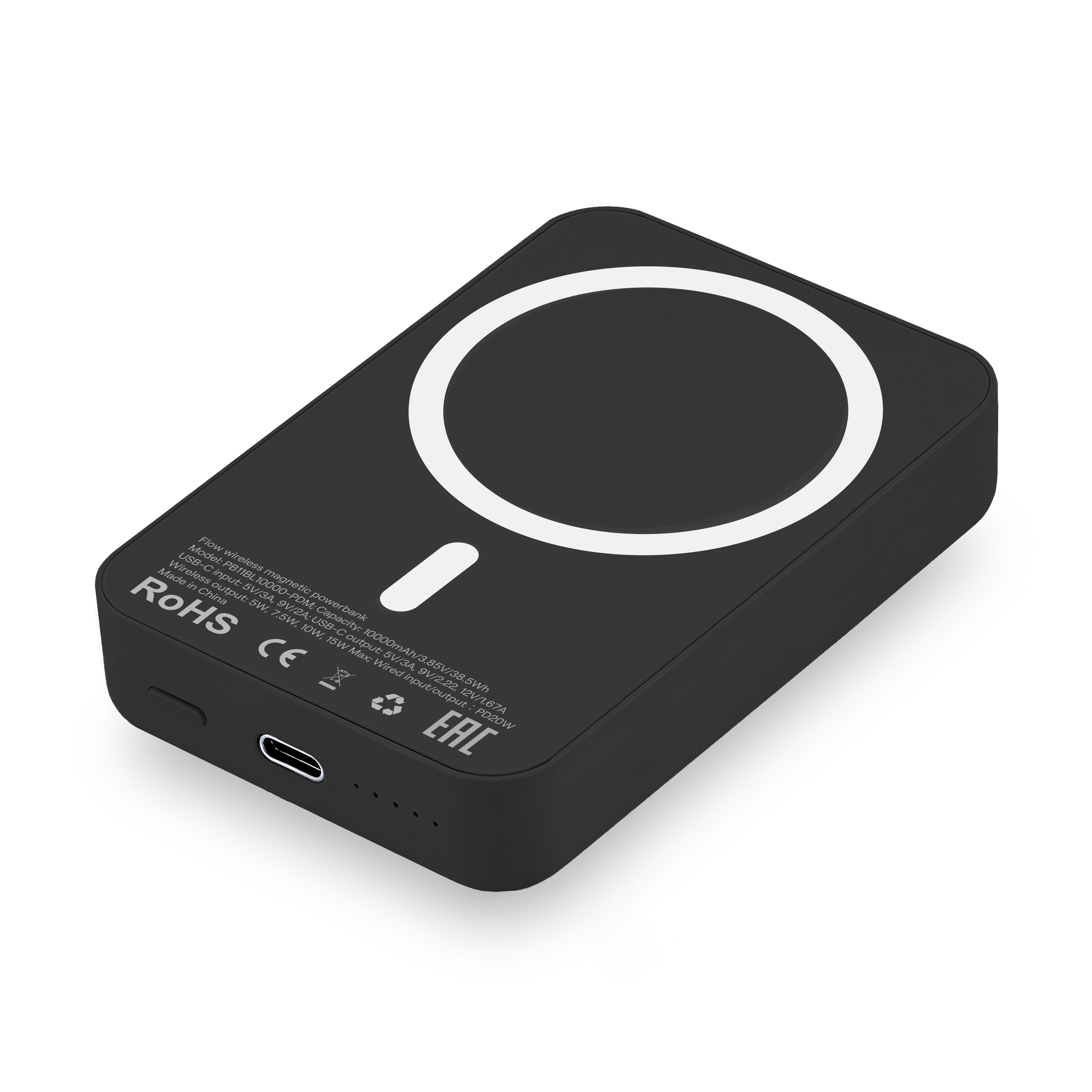 На фото изображено Внешний аккумулятор uBear Flow Magnetic Power bank 10000mAh, чёрный