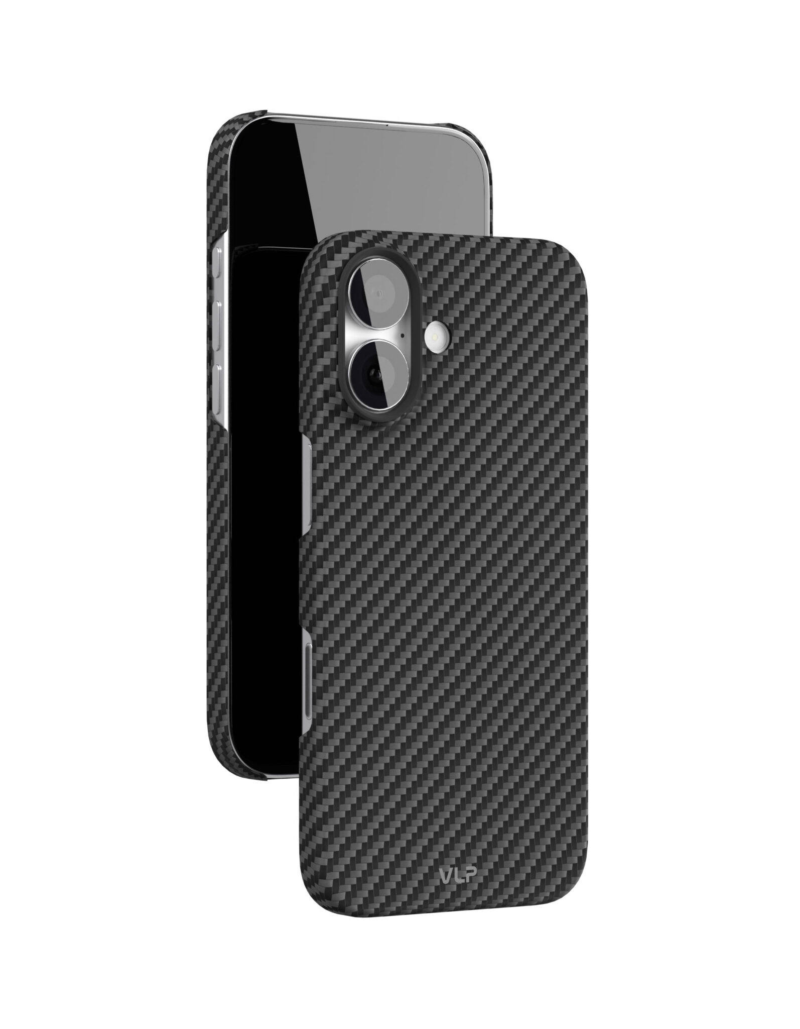 На фото изображено Чехол защитный VLP Kevlar Case с MagSafe для iPhone 17, черный