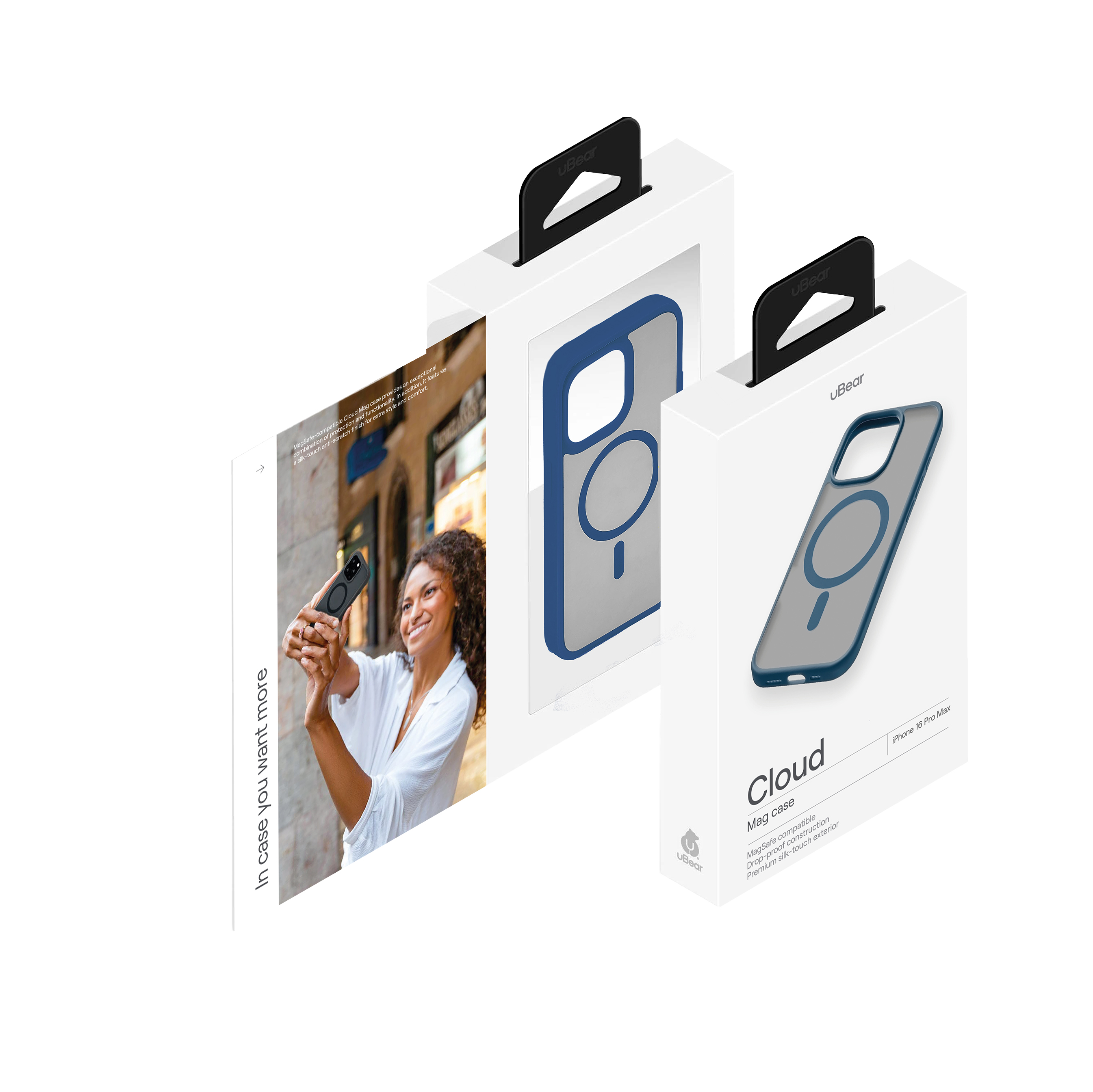 Фото Чехол защитный uBear Cloud Mag Case для iPhone 16 Pro Max, синий На фото изображено Чехол защитный uBear Cloud Mag Case для iPhone 16 Pro Max, синий