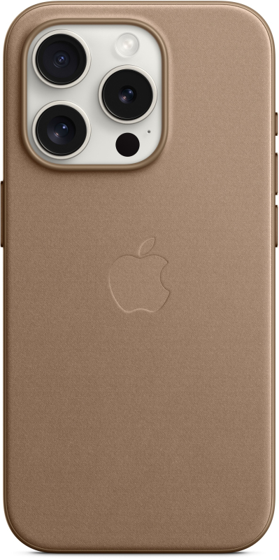 На фото изображено Чехол Apple MagSafe FineWoven для iPhone 15 Pro, Серо-коричневый