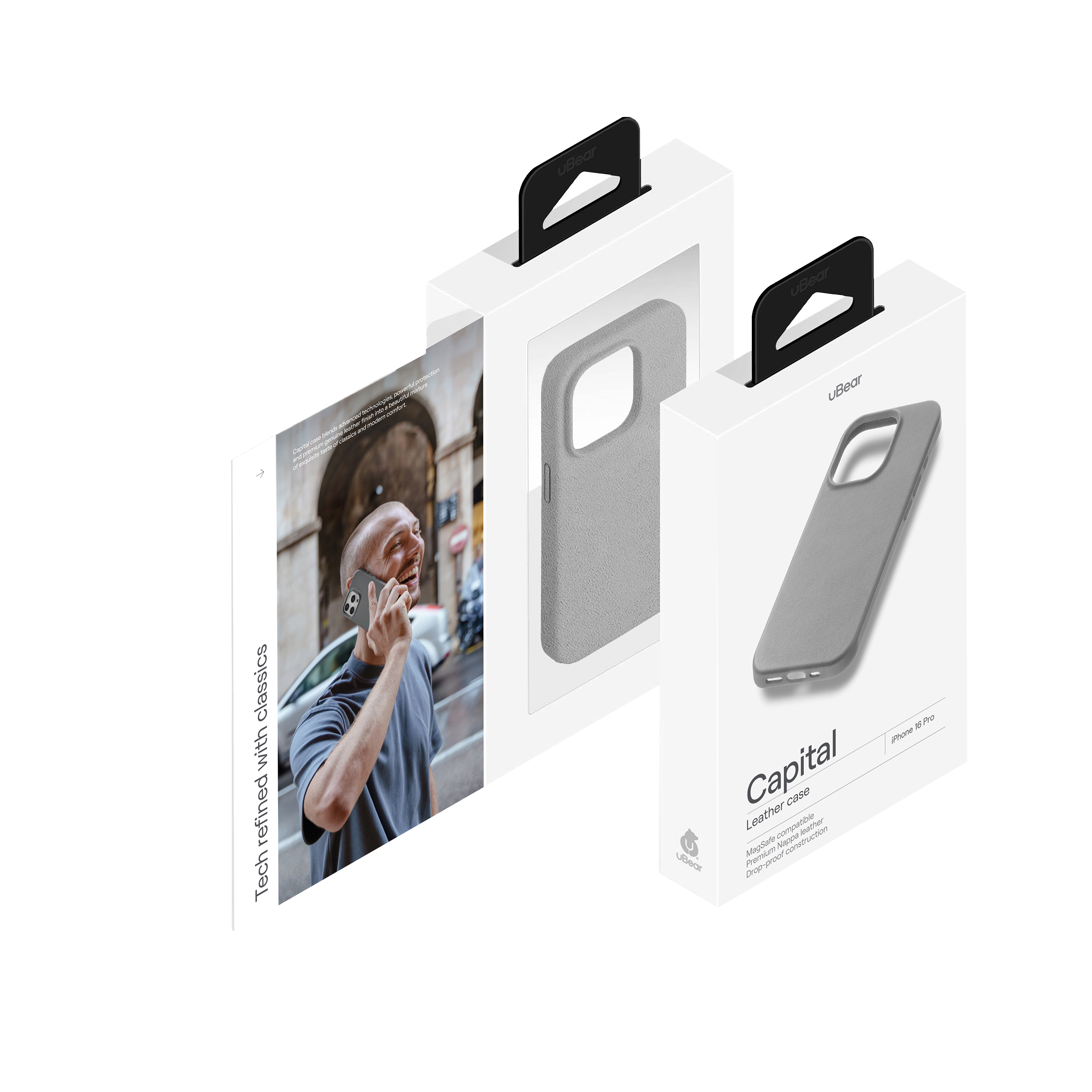 На фото изображено Чехол защитный uBear Capital Case для iPhone 16 Pro, серый