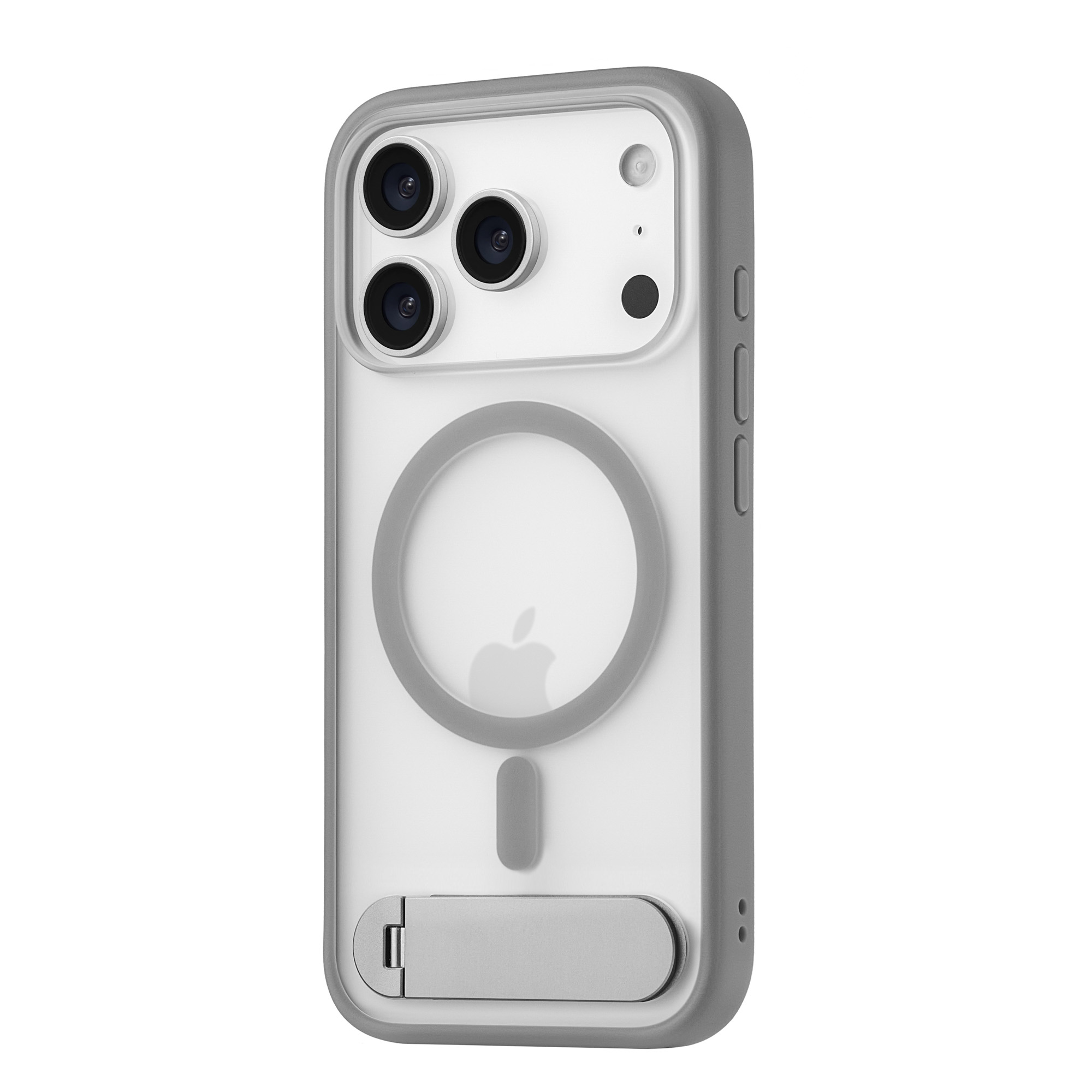 На фото изображено Чехол защитный uBear Stand 360° Mag Case для iPhone 17 Pro, серый