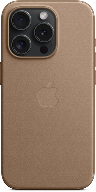 На фото изображено Чехол Apple MagSafe FineWoven для iPhone 15 Pro, Серо-коричневый